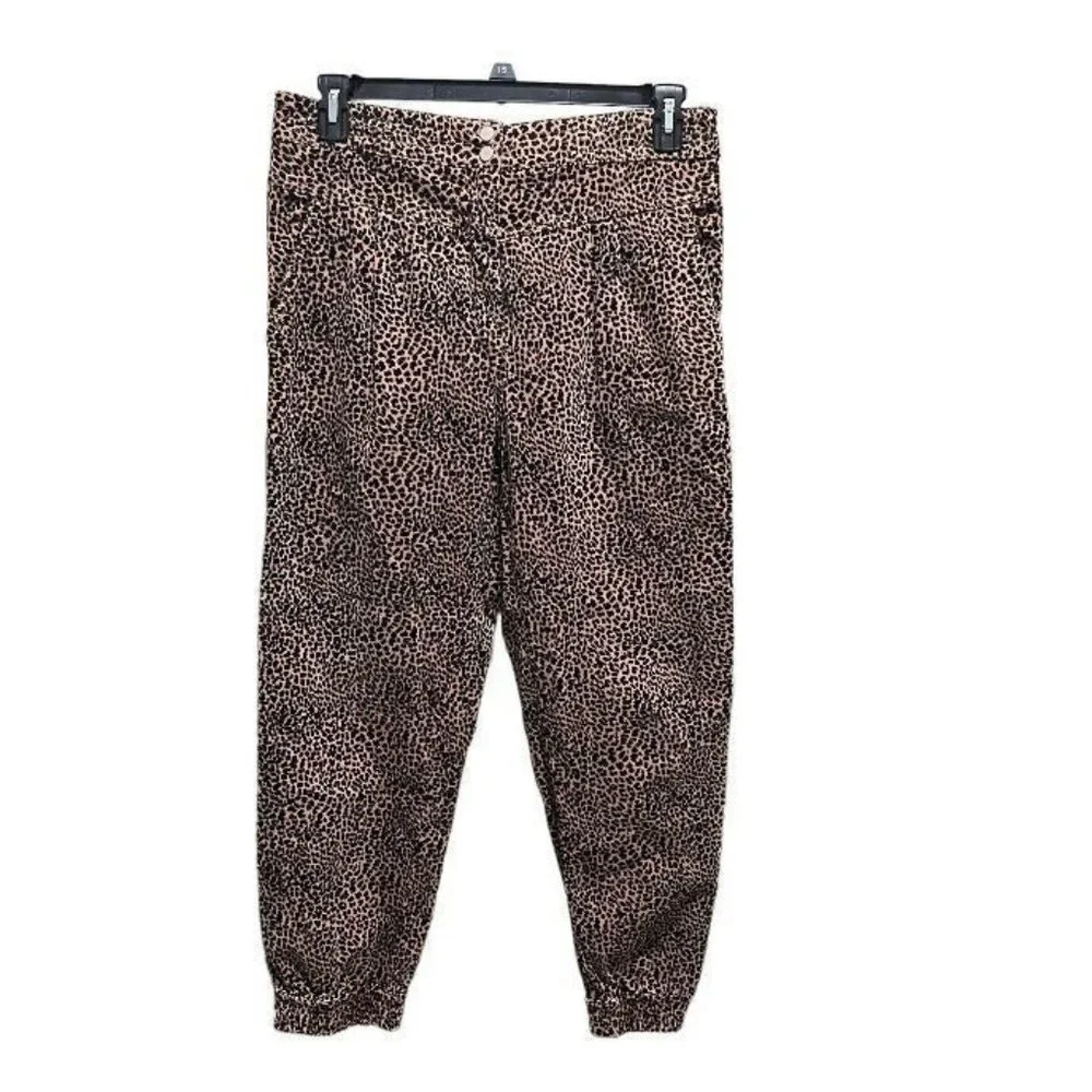 Anthropologie Kalea Leopard Print Corduroy Joggers Size Medium - Picture 3 of 11